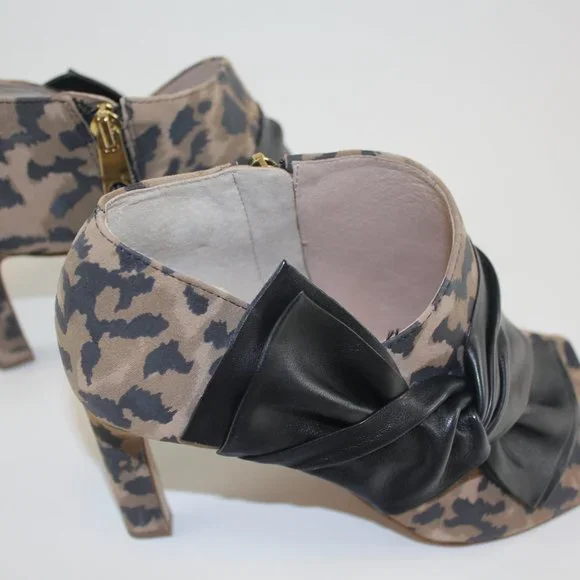 Louise et Cie Lo Idola Open Toe Bootie Heeled Boot Leopard Women Shoe 7 NEW FLAW - Picture 5 of 13